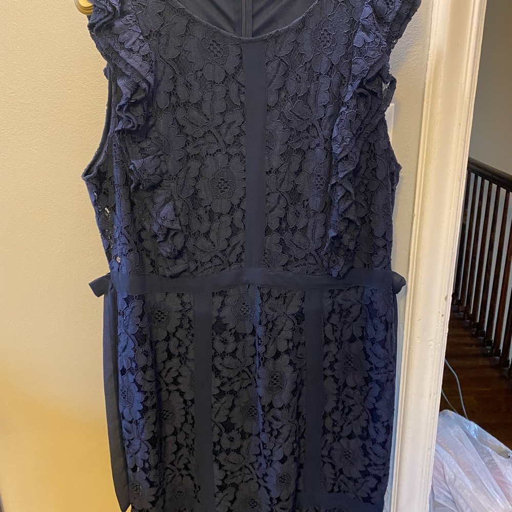 ASOS navy ruffle dress
